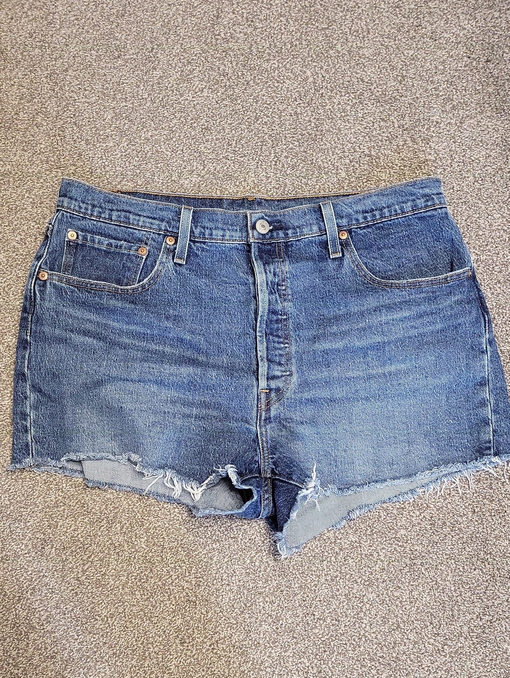 Levi 501 Classic High-Rise Blue Denim Cutoff Shorts